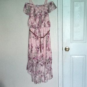 No boundaries high/low ruffle boho lace dress.
